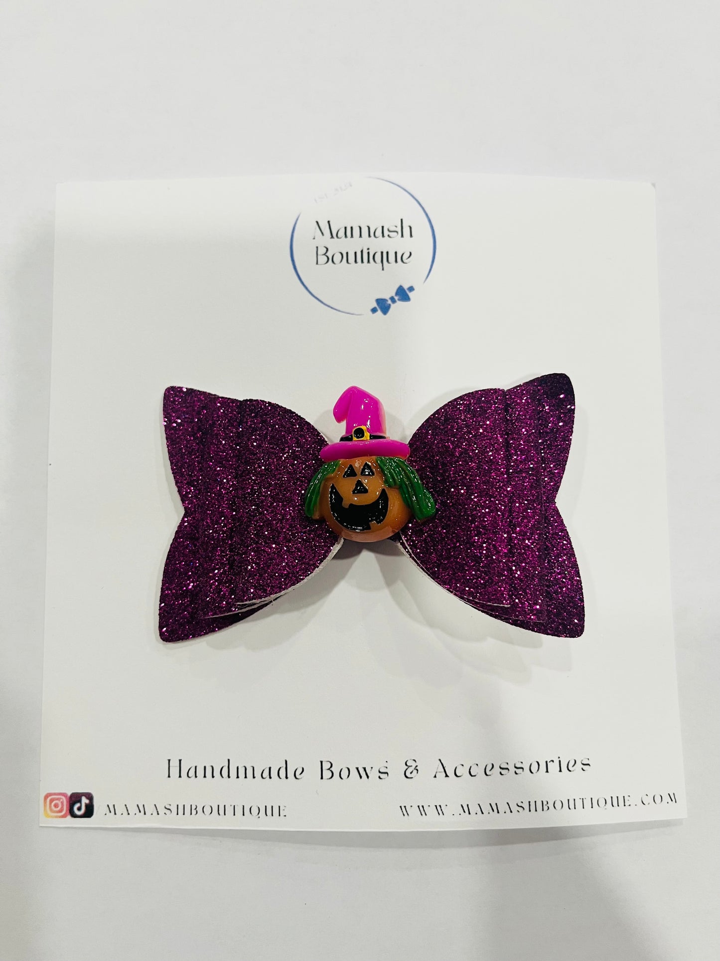 Purple Glitter Pumpkin Bow