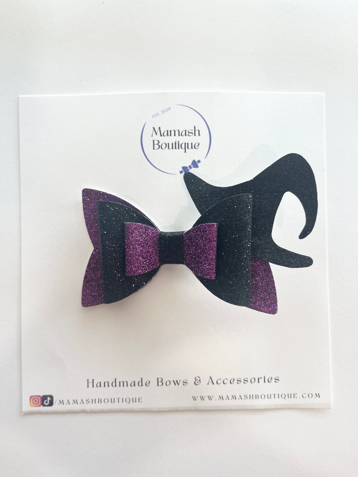 Purple & Black Witch Hat Bow