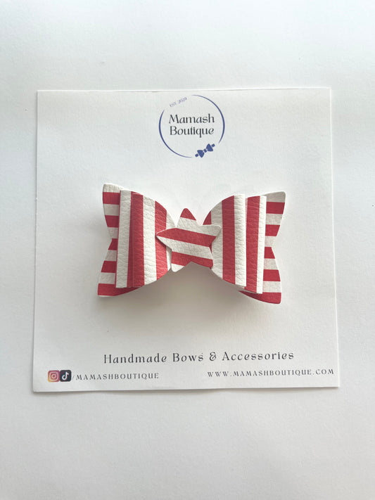 Red & White Strip Patriotic Bow