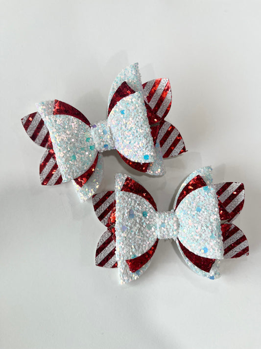 Red Candy Cane Piggy Bow Set