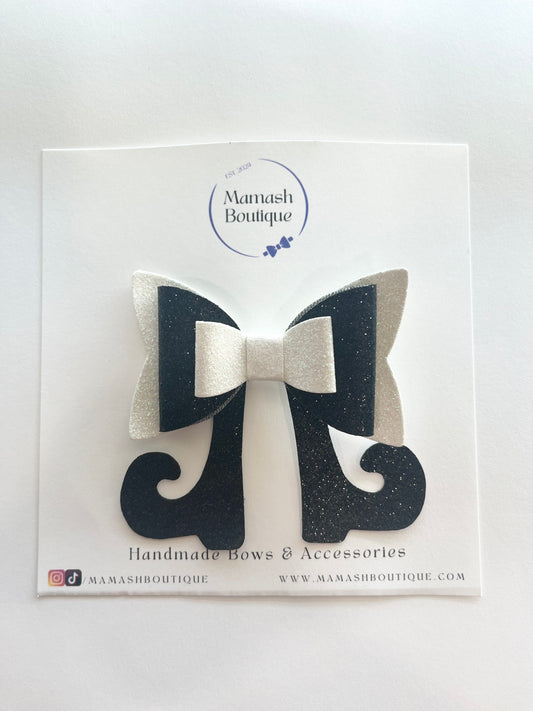 White & Blue Witch Bow