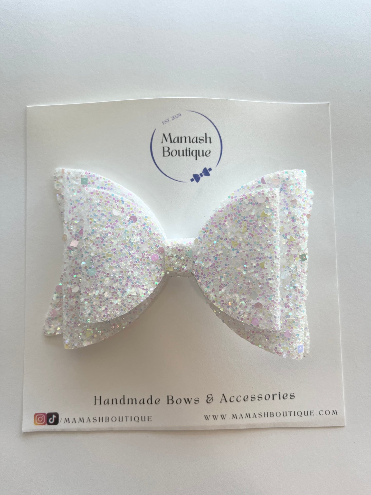 White Glitter Bow