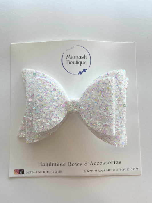 White Glitter Bow