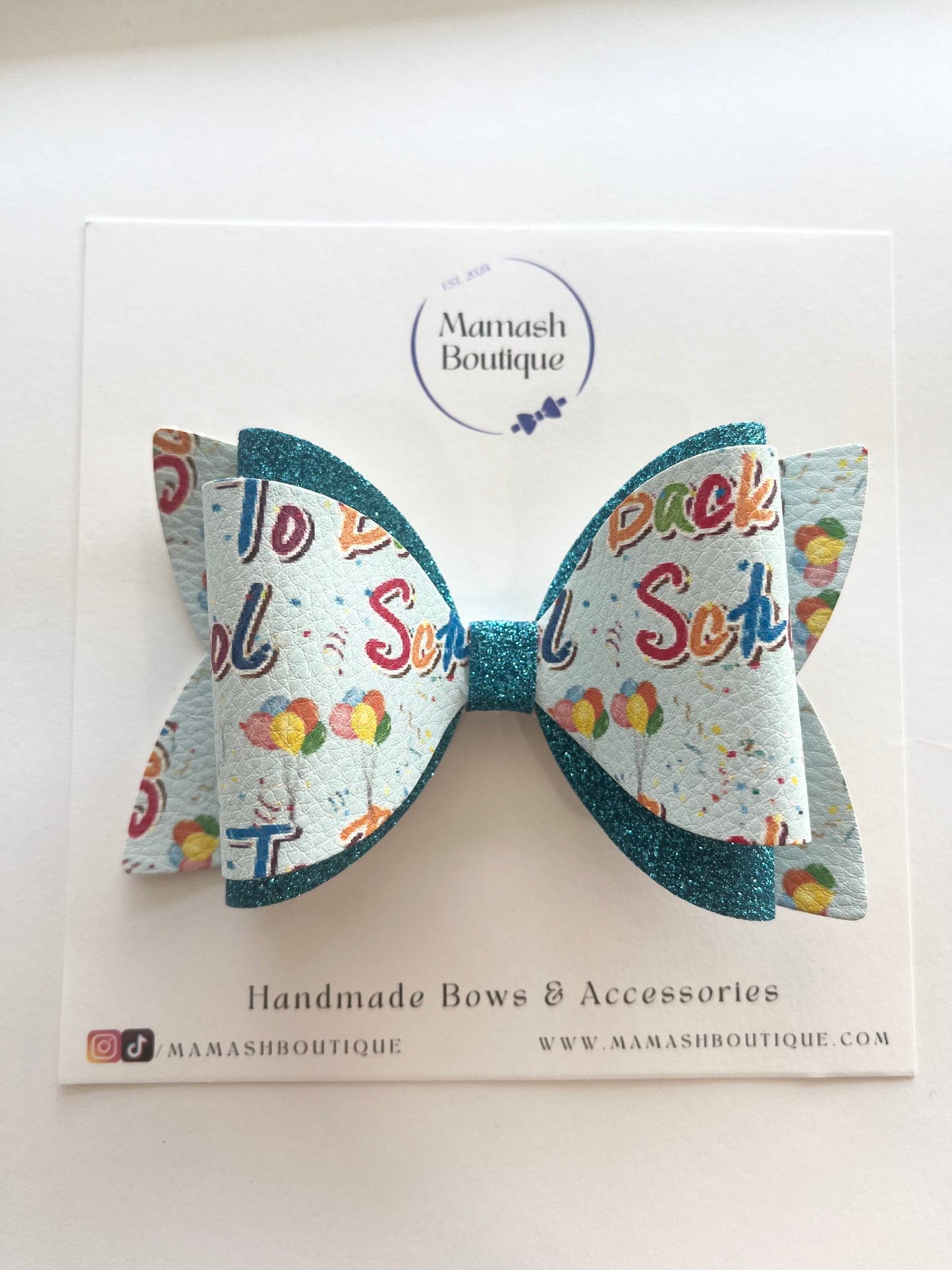 Blue Back To School Bow