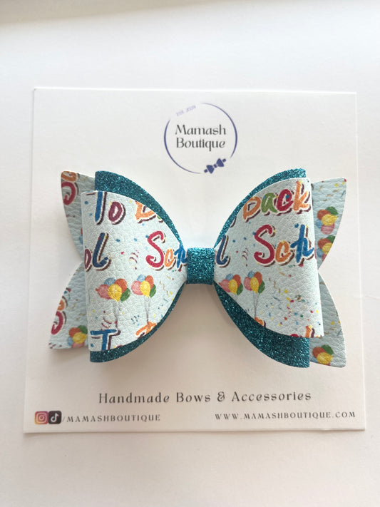 Blue Back To School Bow