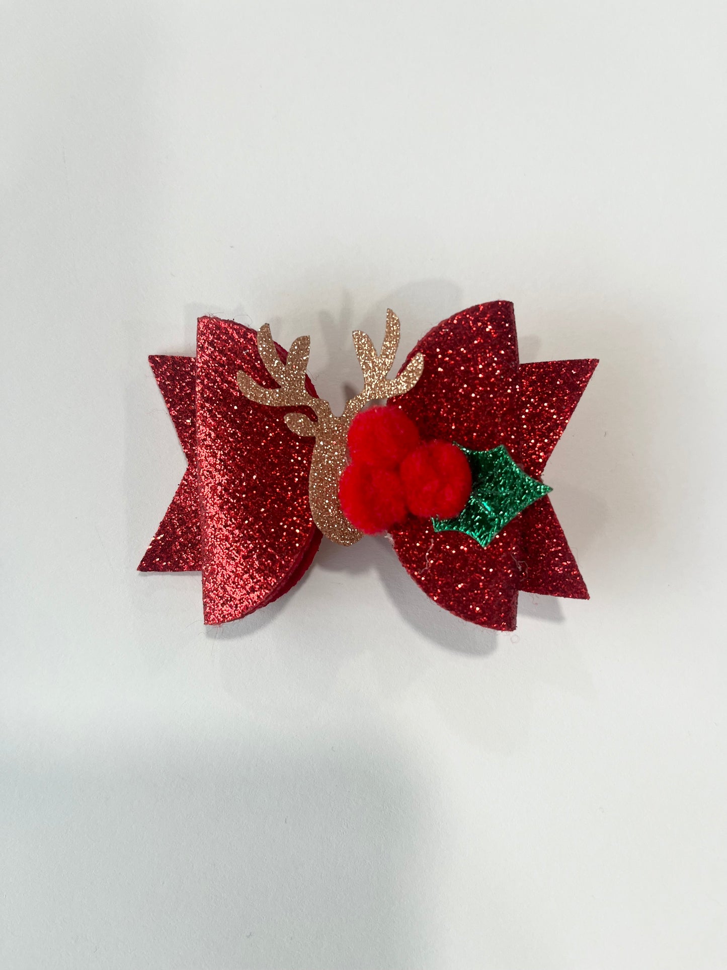 Red Sparkle Reindeer Bow