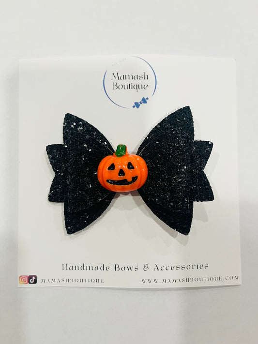 Black Sparkle Pumpkin Bow