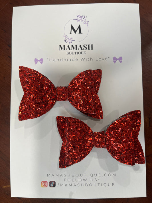 Red Glitter Bow Sets