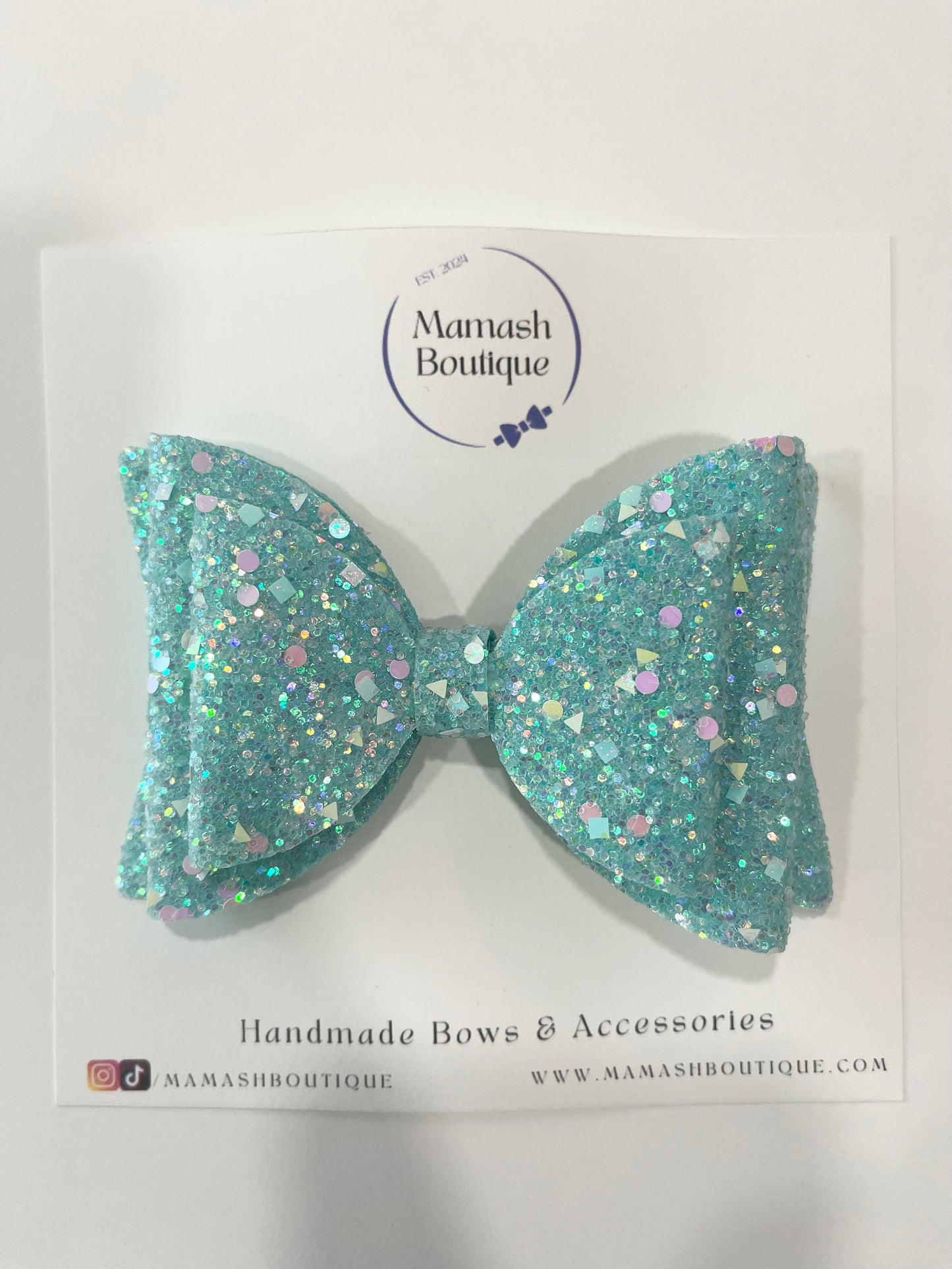 Light Blue Glitter Bow