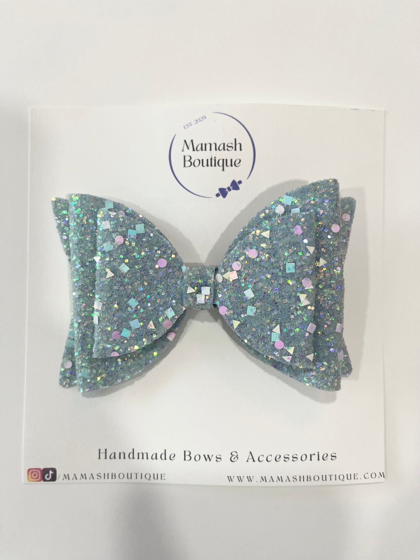 Turquoise Glitter Bow